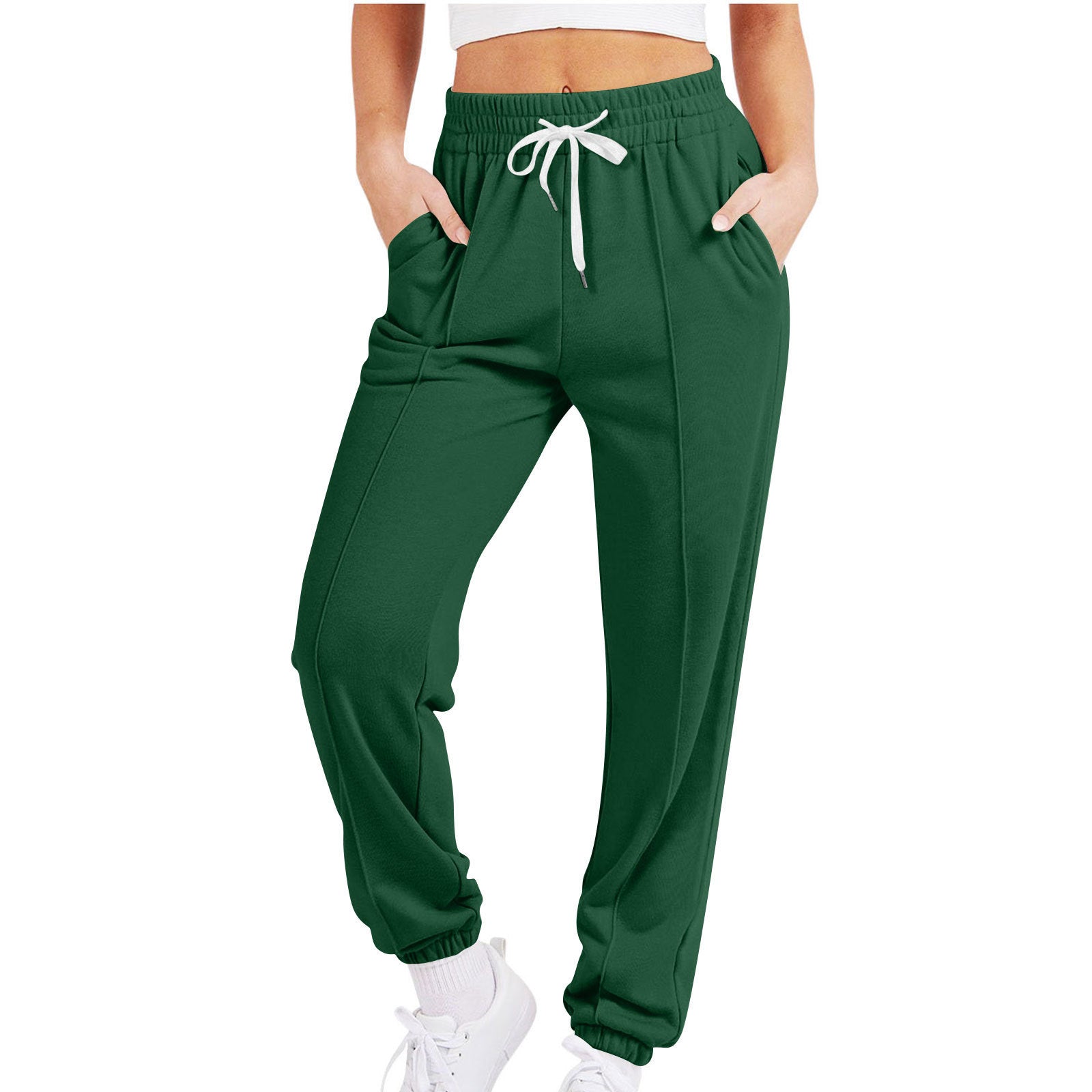 Women's Casual Drawstring Solid Color Sports Jogger Pants