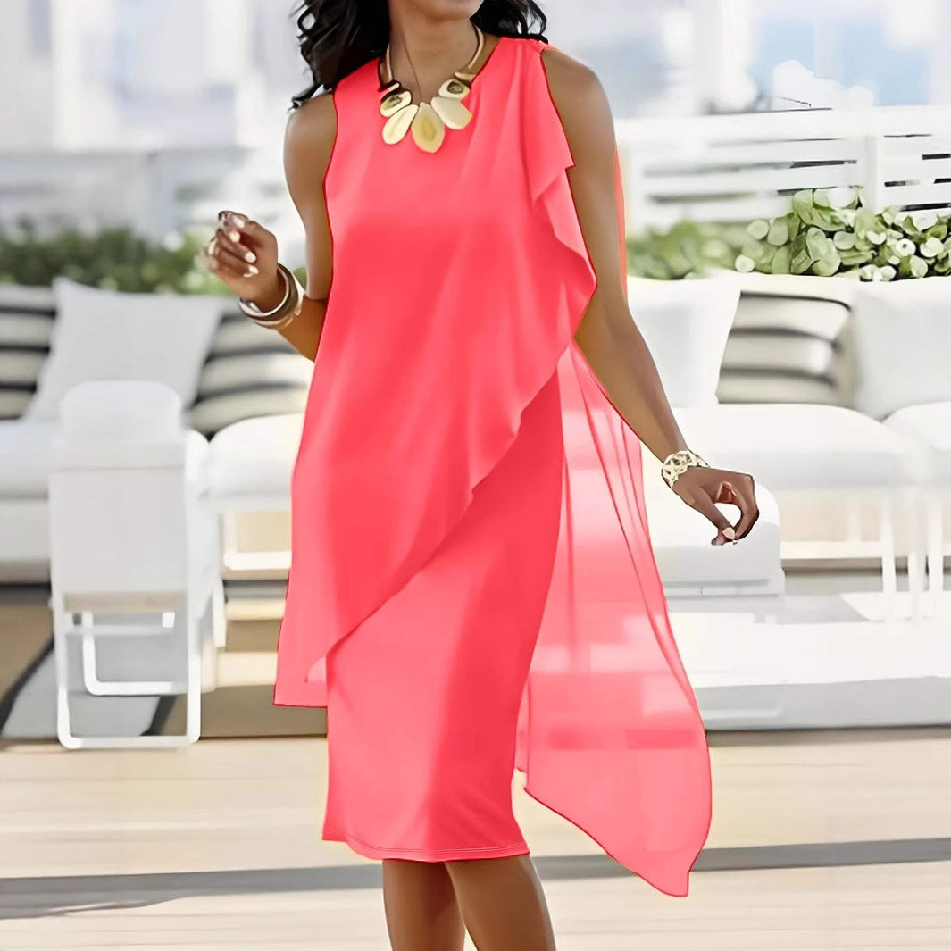 Elegant Irregular Chiffon Sleeveless Dress