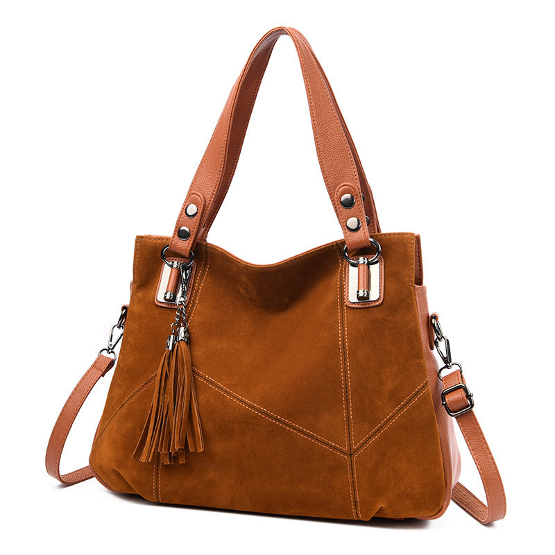 Retro Tassel Zipper Suede Crossbody Bag