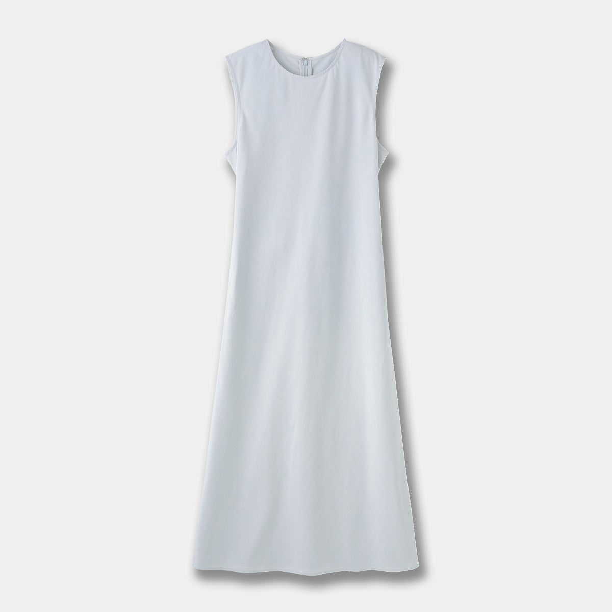 Blue Sleeveless Round Neck Slim Fit Long Dress