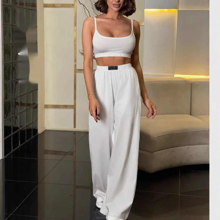 Suspenders Vest Wide Leg Trousers Suit Two-piece Homewear