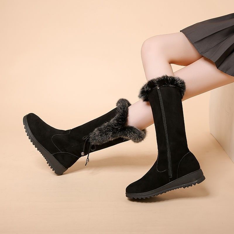 Winter Chunky-Soled Flat-Heeled Furry Snow Boots