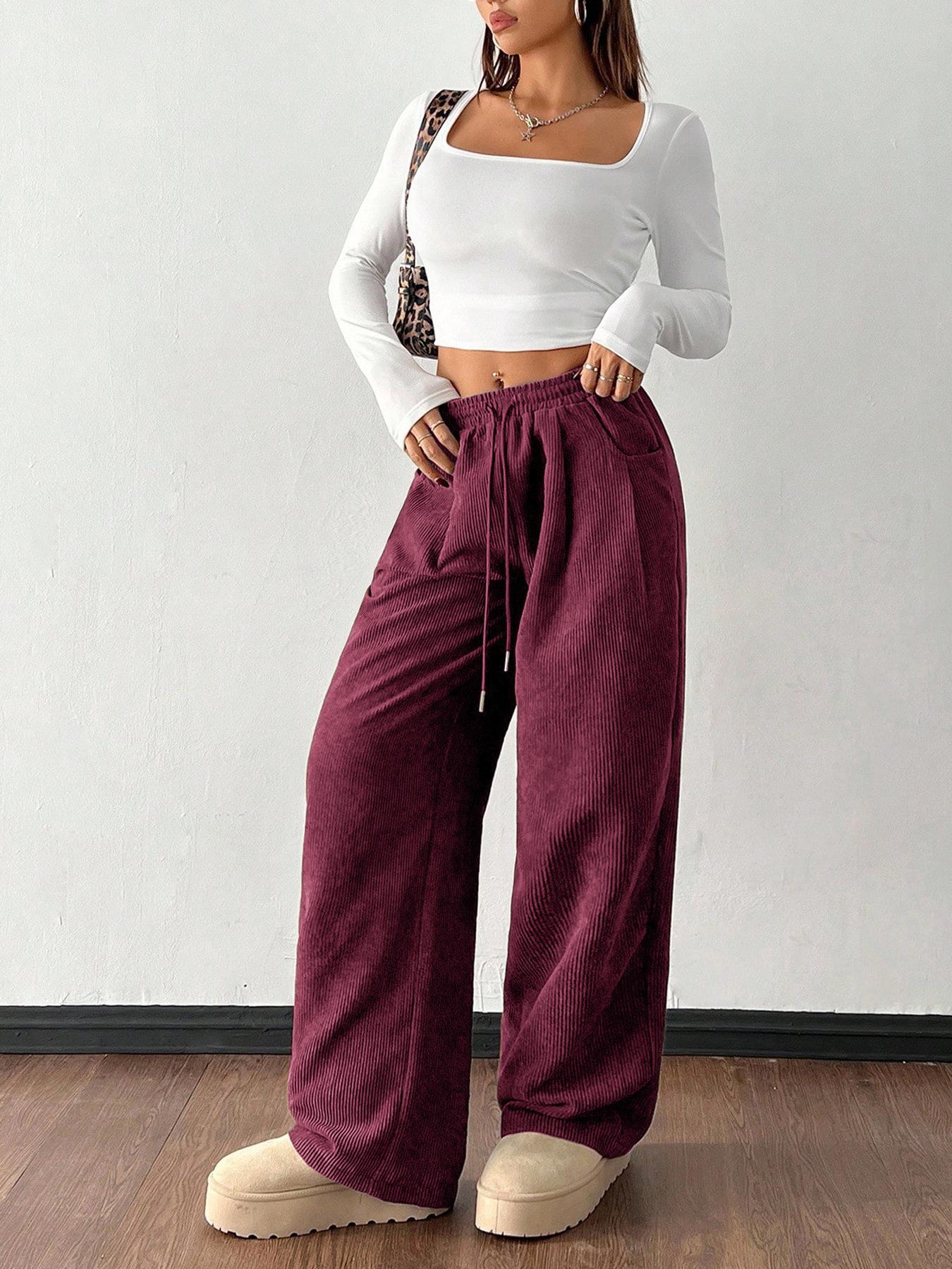 Corduroy Wide-leg Pants For Women Loose-fitting Figure-flattering And Drapey Casual