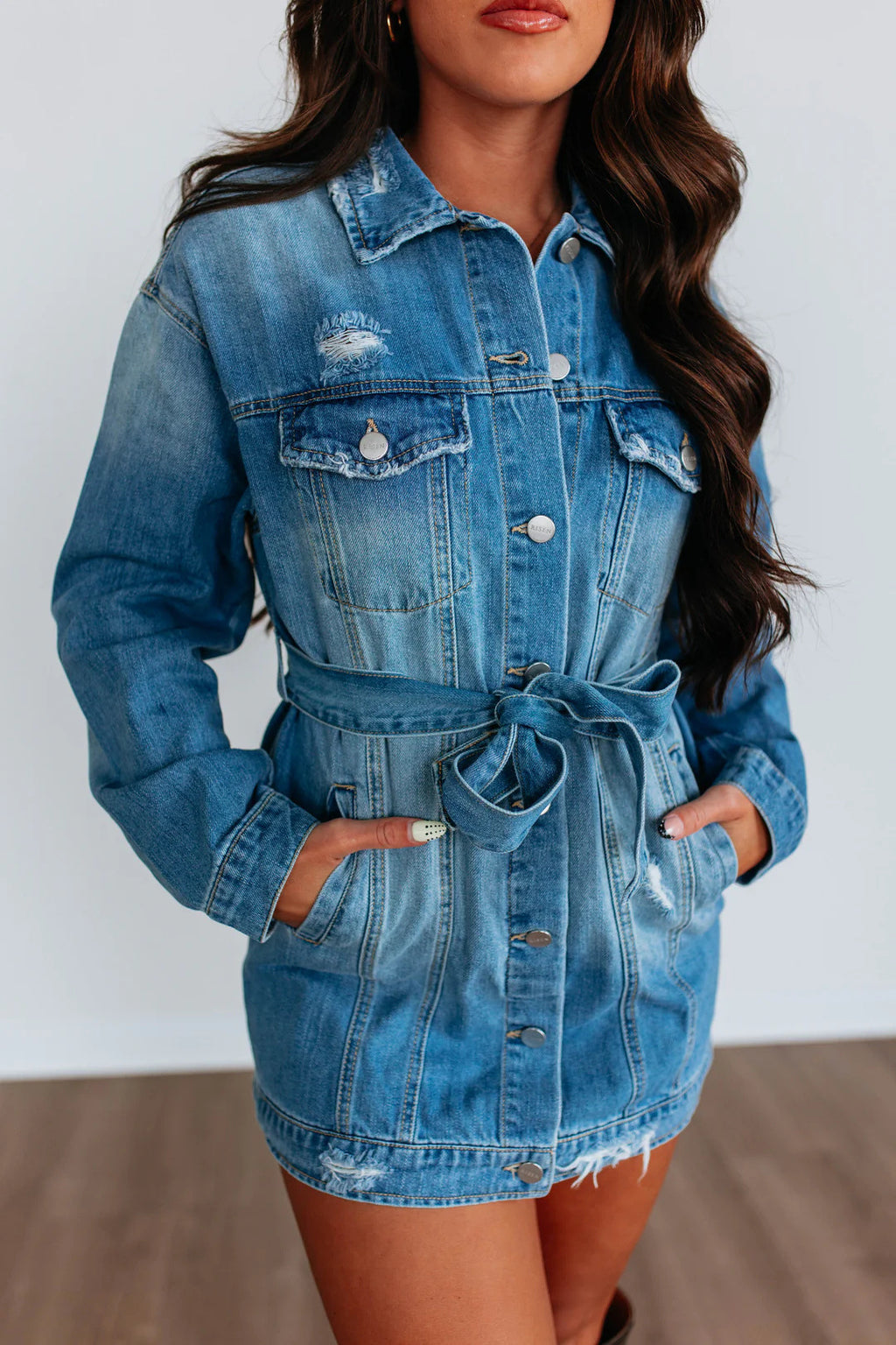 Womens Retro Street-Style Loose Ripped Denim Jacket