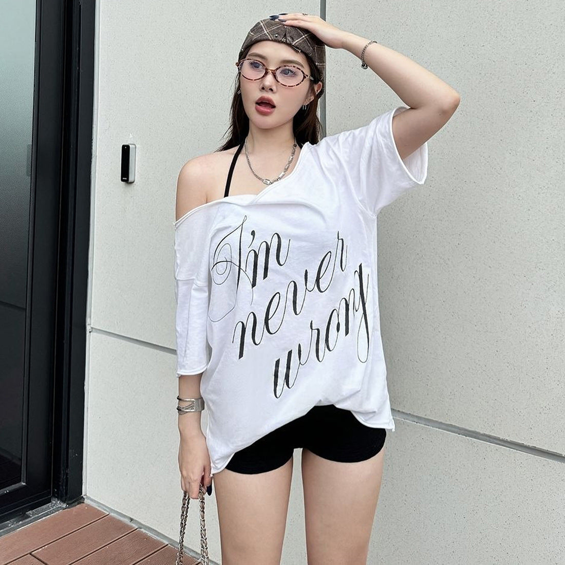 Women's Sexy Off-the-shoulder Design Short Sleeve