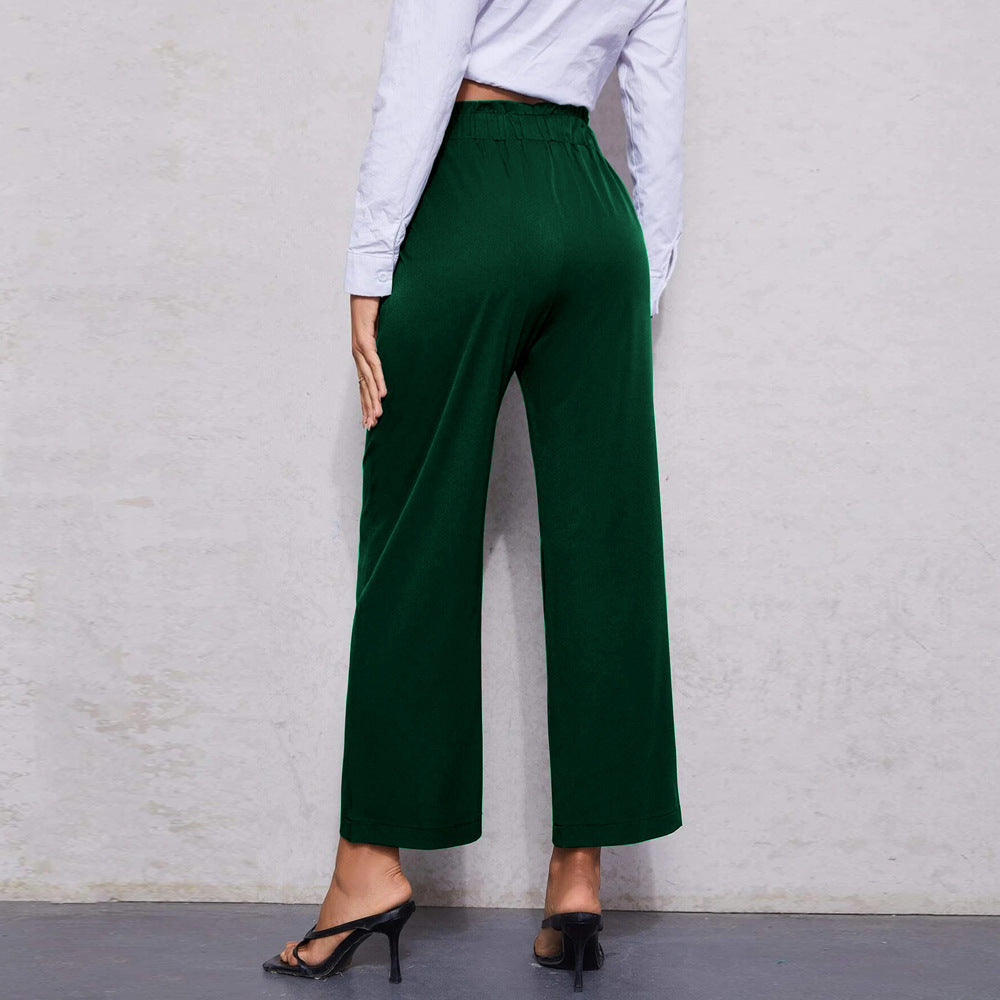 Women's Slim Waist Straight Leg Cropped Casual Pants