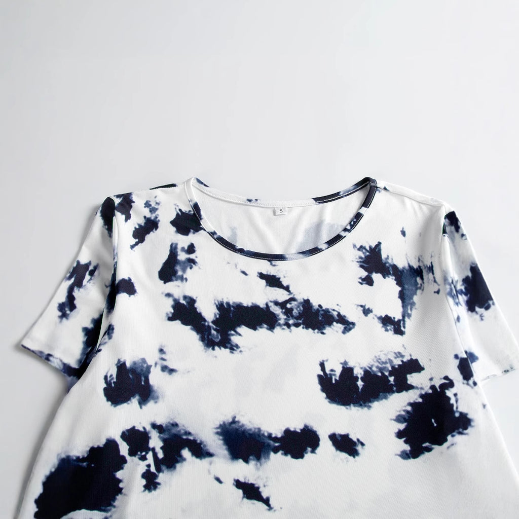 Women's New Casual Round Neck Printed Long Sleeve Mid-length Top