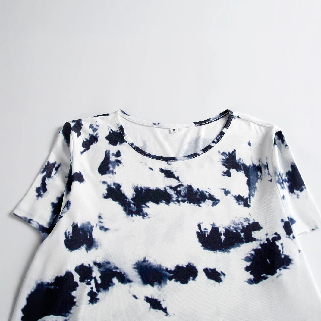 Women's New Casual Round Neck Printed Long Sleeve Mid-length Top