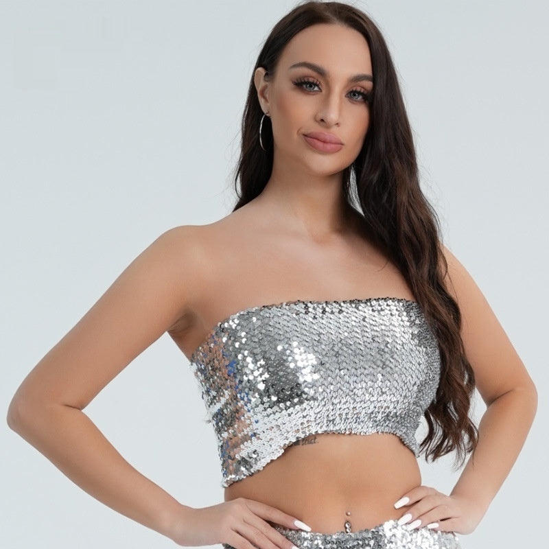 Fashion New Sequined Tube Top For Women