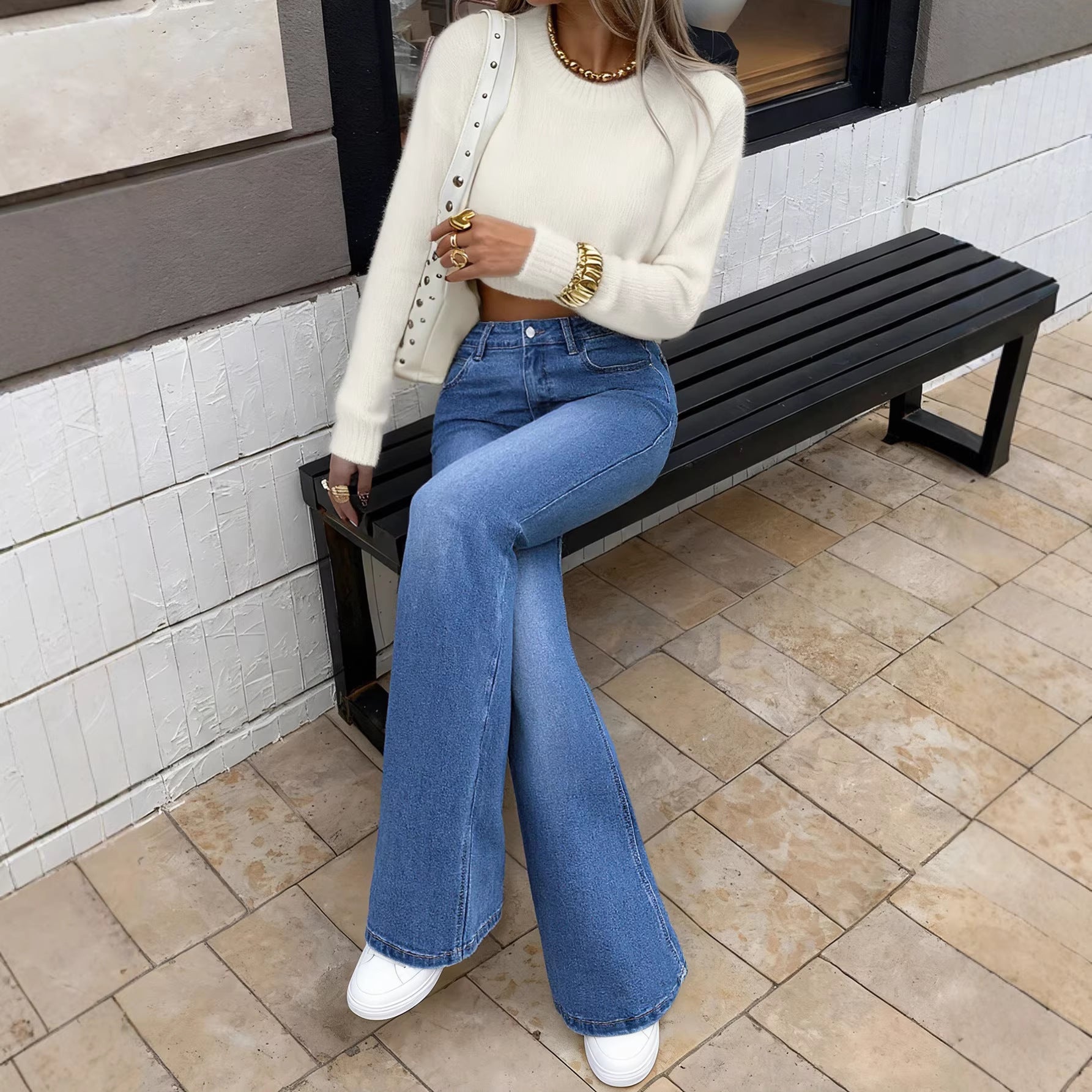 Casual High-street Slim Straight Bootcut Pants
