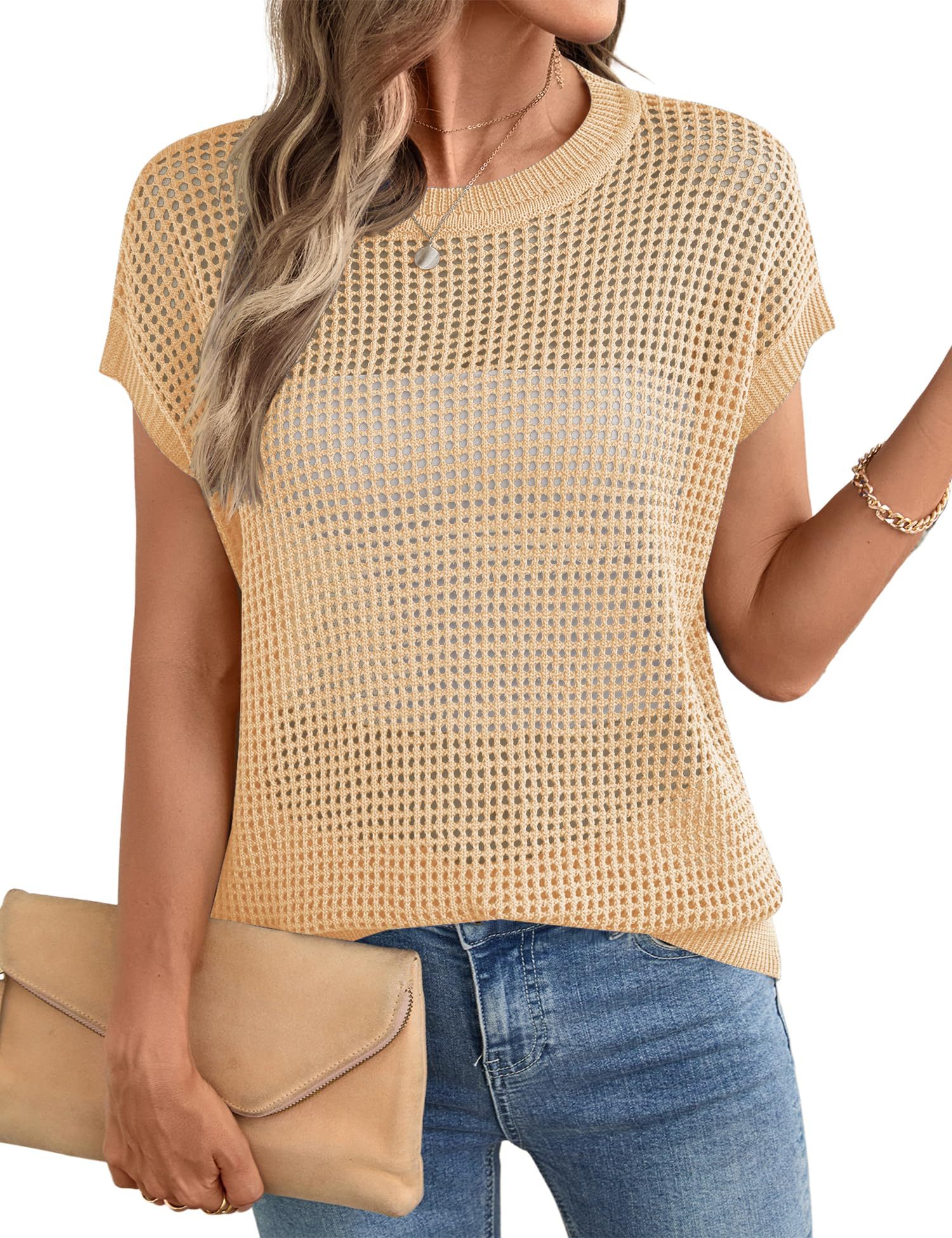 Women's Summer Top Crochet Cap Sleeves