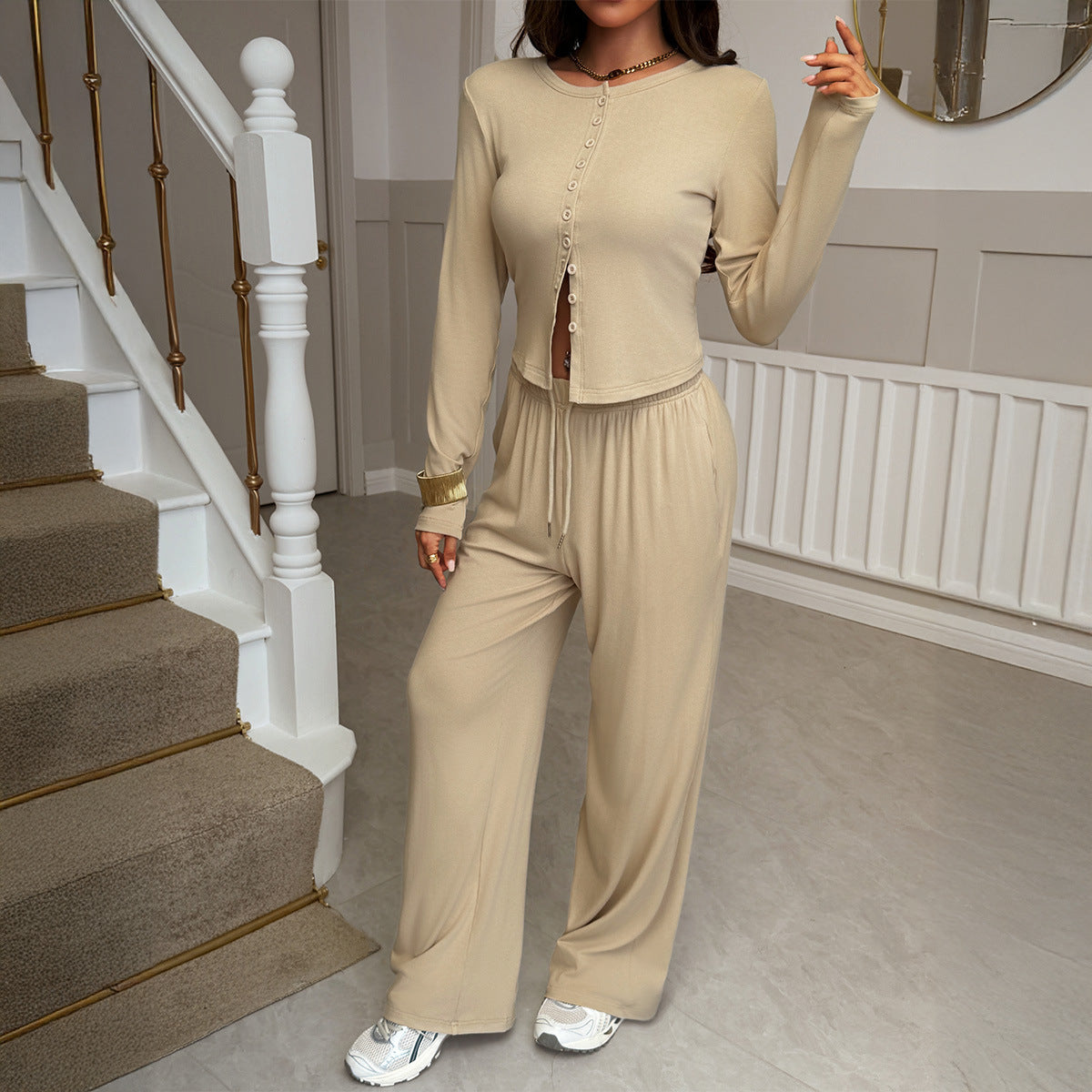 European And American Vacation Shirt Jacket Casual Trousers