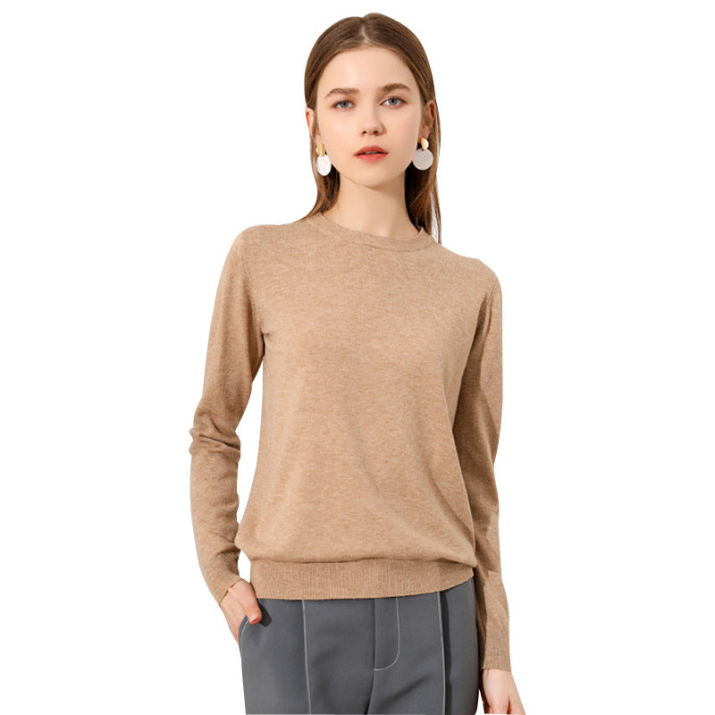 Lightweight Long-sleeve Crew-neck Wool Knit Sweater