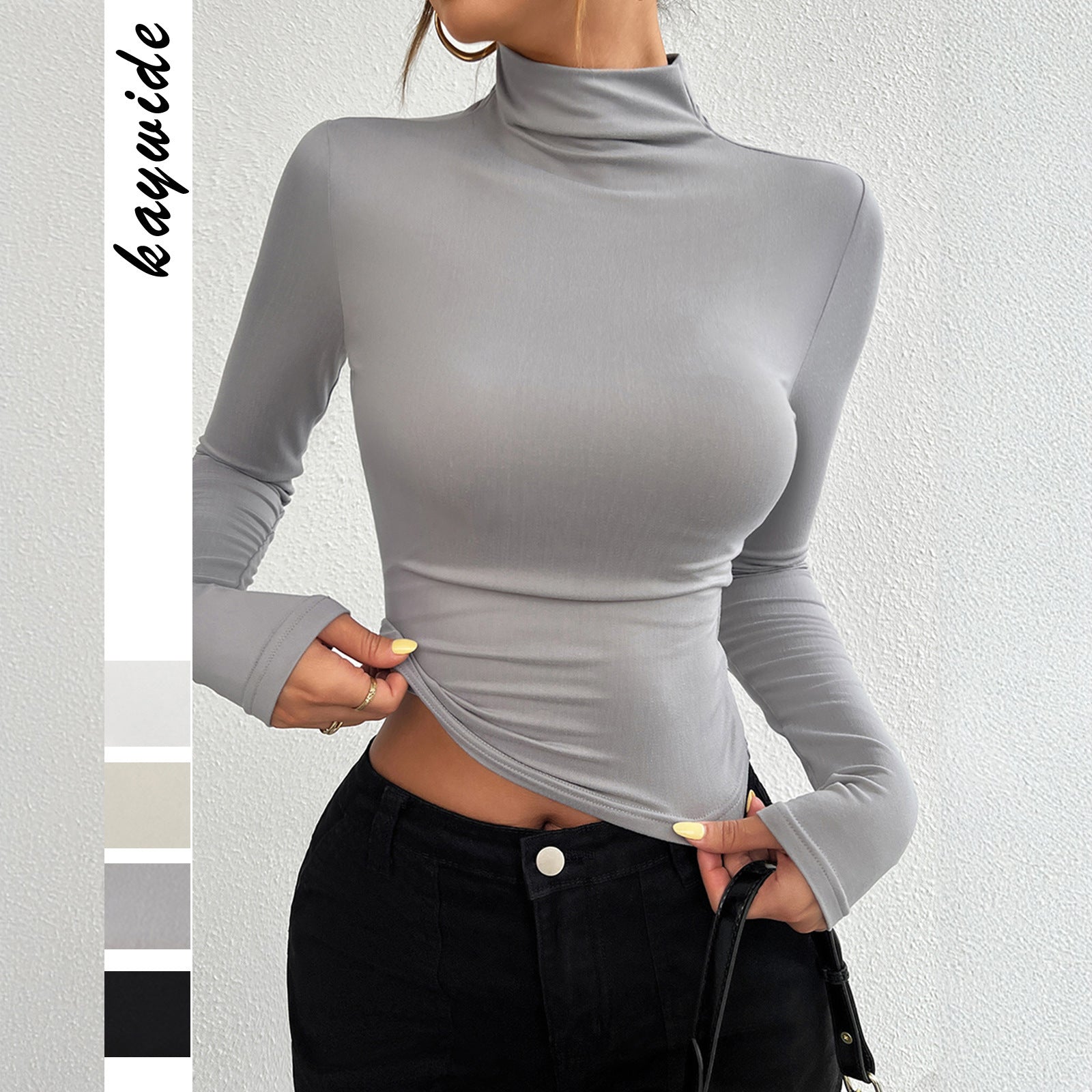 Slim Fit All-matching Base Long-sleeved Top Turtleneck T-shirt