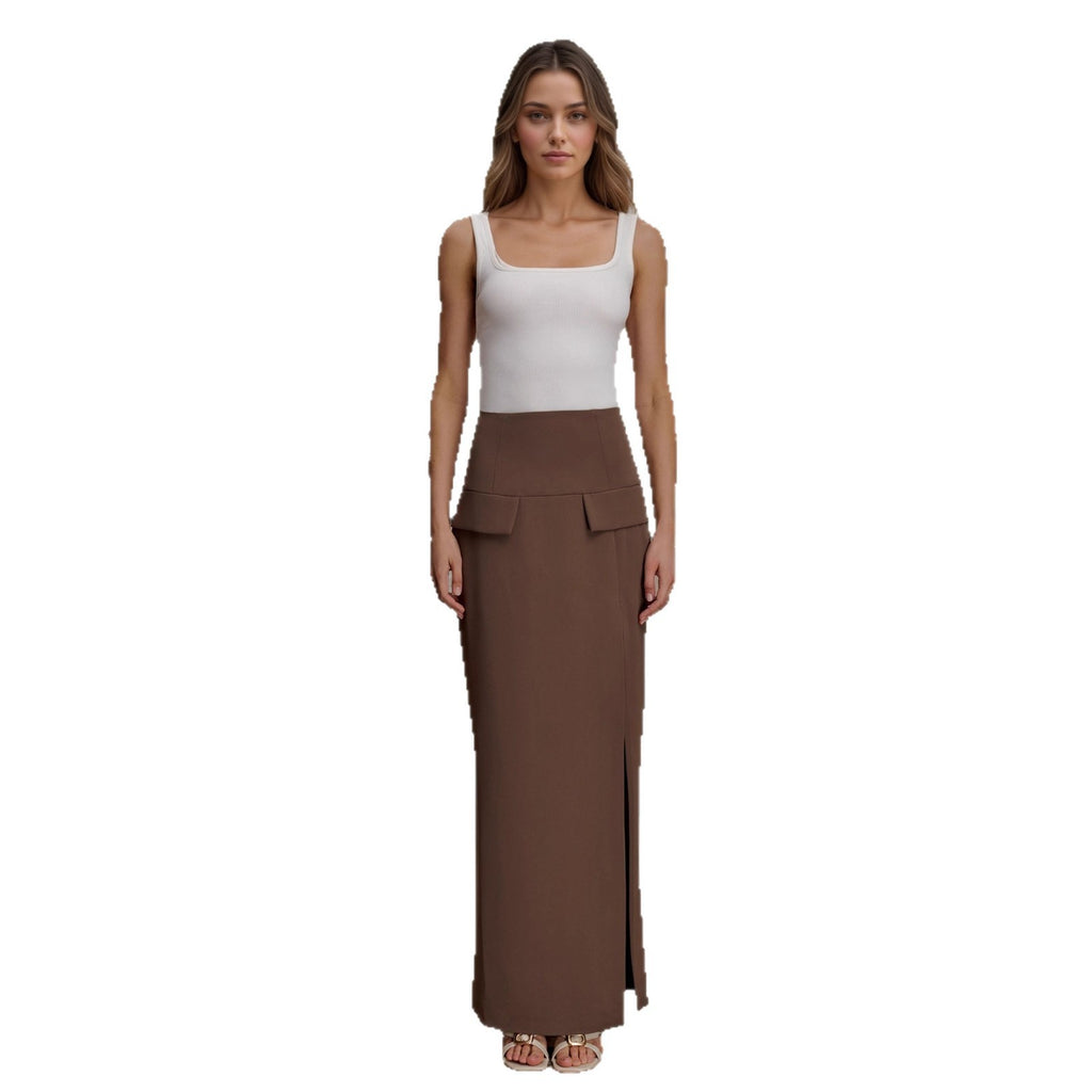 Women's High-waisted Slimming High-slit Long Bodycon Skirt