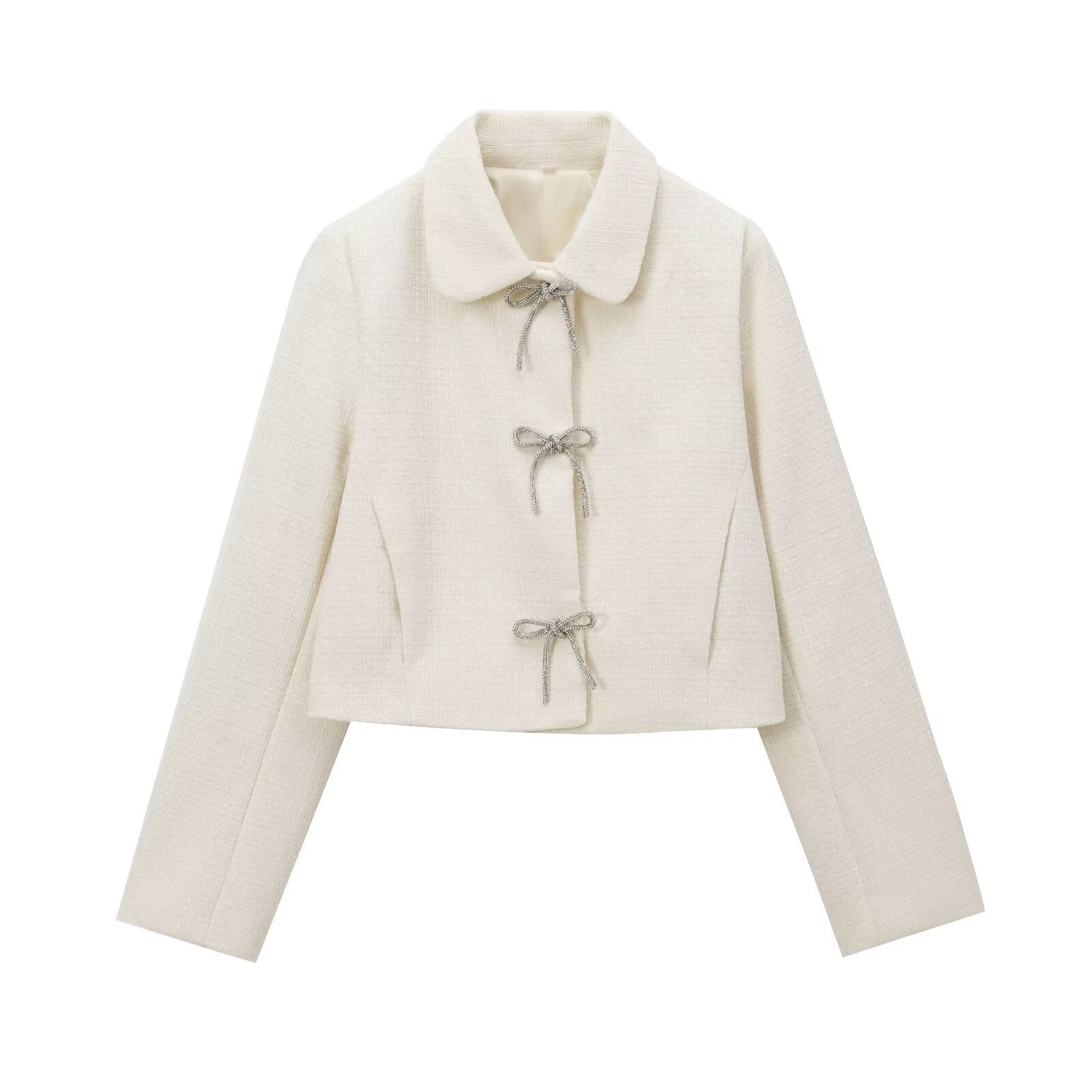 Graceful And Fashionable Round Neck Single-breasted Solid Color Coat
