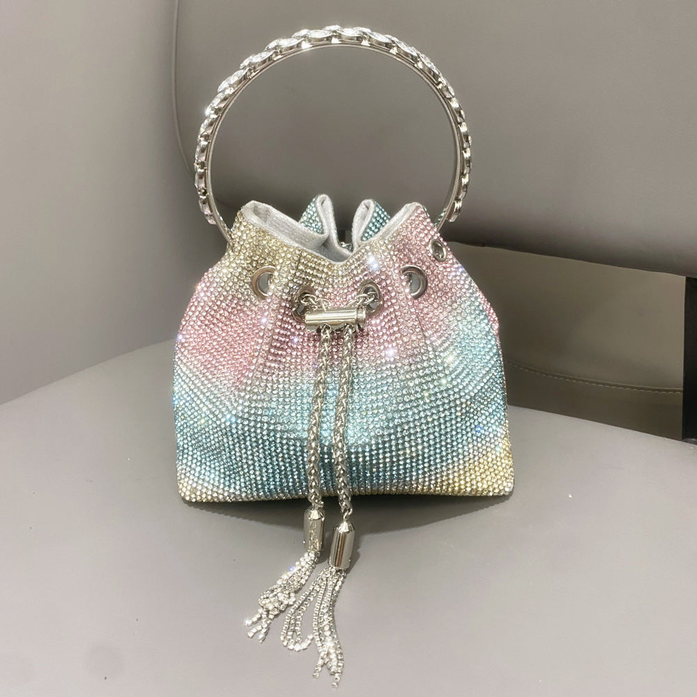Diamond-embellished Handle Tote Bag With A Single-shouldercrossbody Strap
