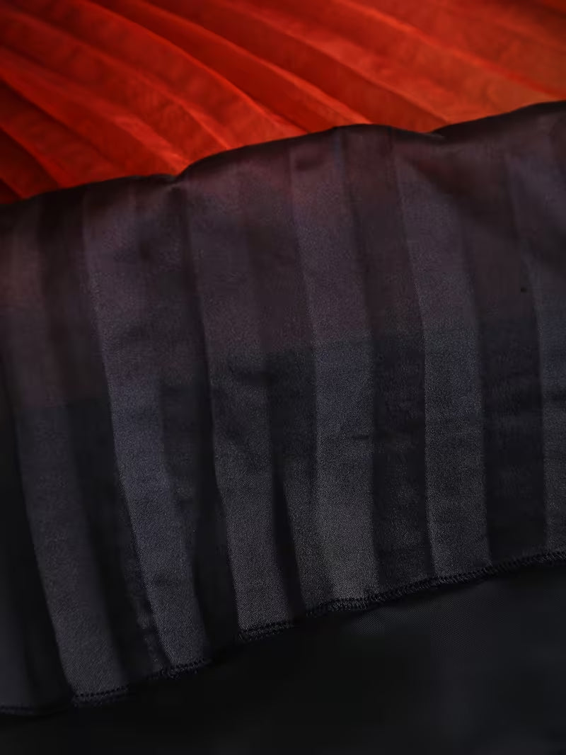 Stylish And Elegant Sleeveless Pleated A-line Dress With A Gradient Hem