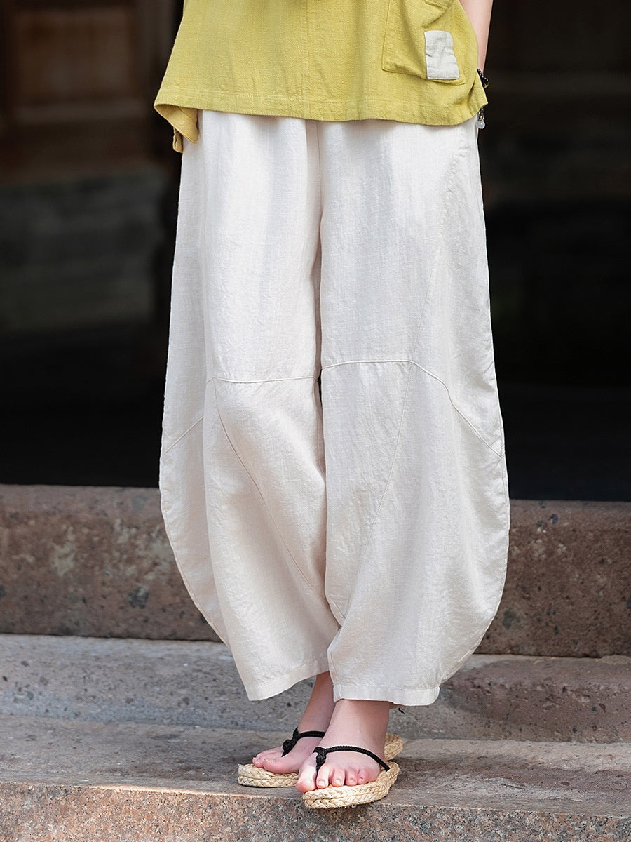 Artistic Retro Cotton And Linen Women's Distressed Loose Casual Pants