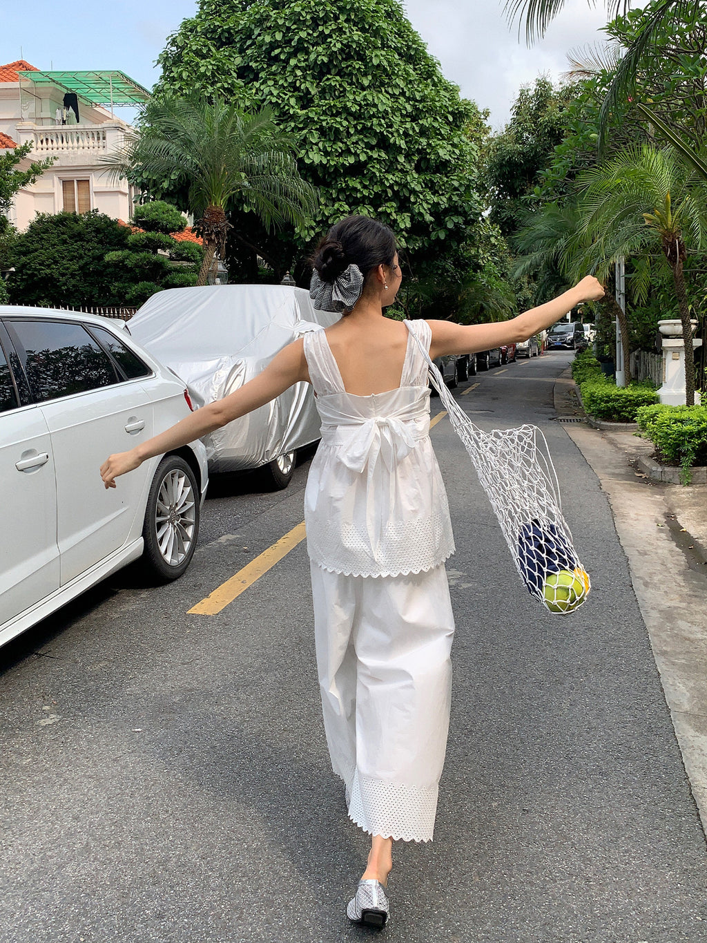 Summer Thin Women's Embroidered Cropped Casual Wide-leg Pants