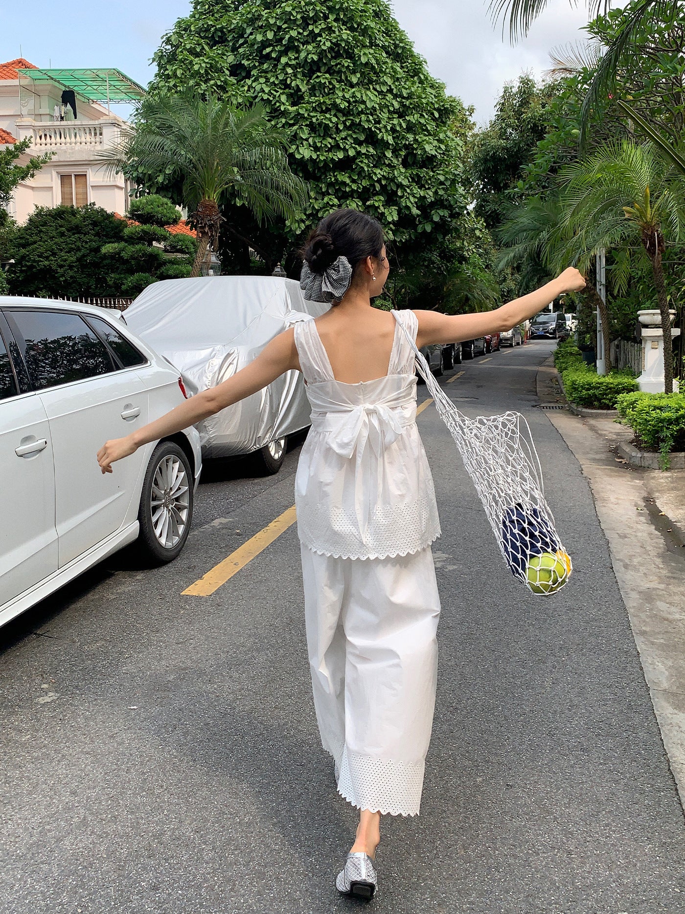 Summer Thin Women's Embroidered Cropped Casual Wide-leg Pants