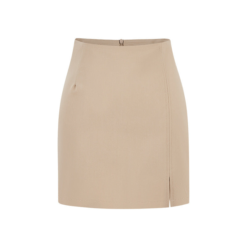 High-waisted Front-slit Versatile Form-fitting Stretchy Pencil Skirt
