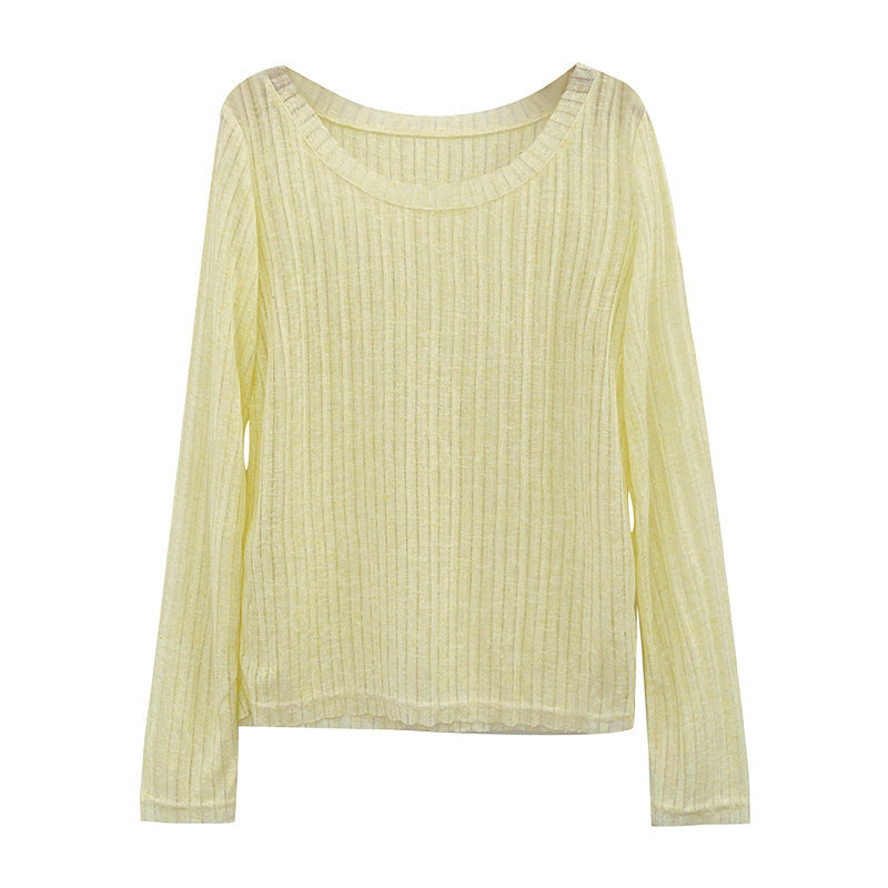 Thin Striped Loose All-matching Long Sleeve Top