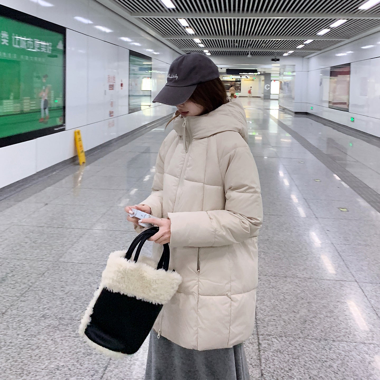 Winter New Loose Mid-length Down Thickened Cotton Coat For Women