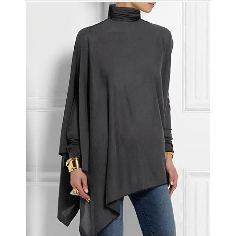 Women's Long Sleeve Turtleneck Irregular T-shirt 3d Printing