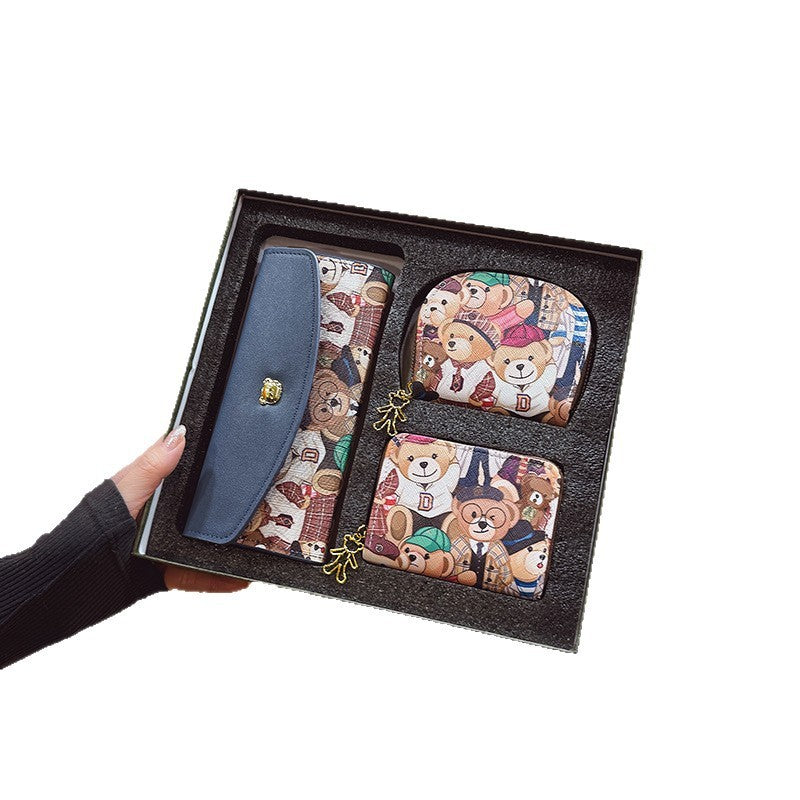 Cute Wild Card Holder Bear Pull Head Clutch Coin Purse