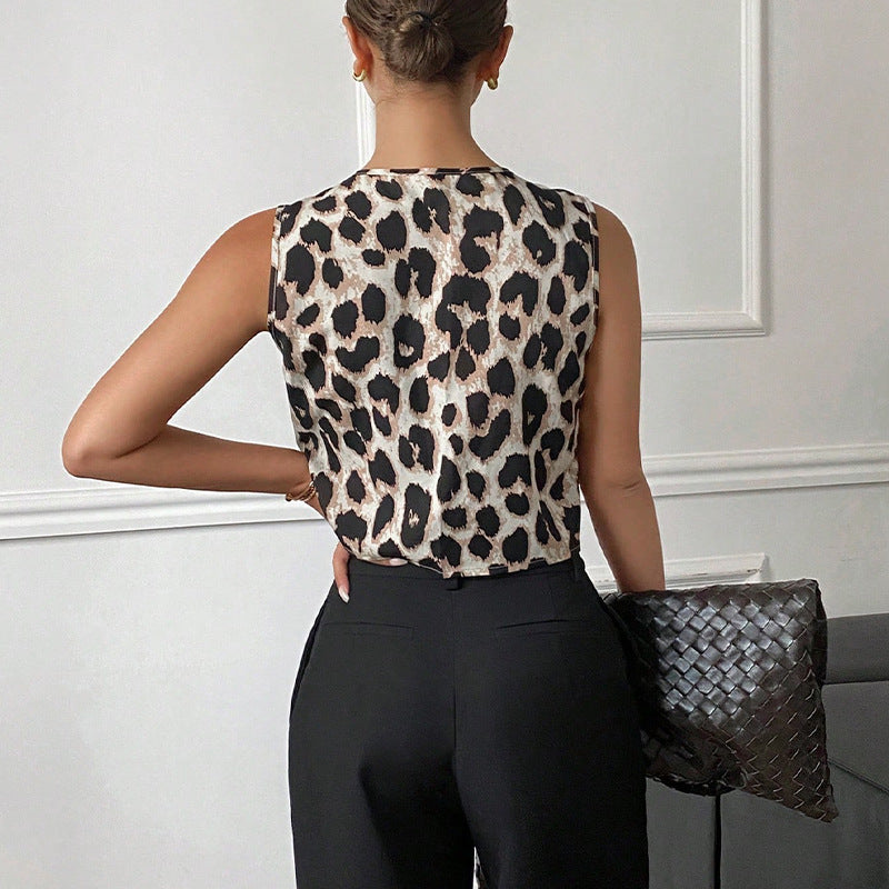 Leopard Print Vest European And American Sexy Hot Girl Jacket