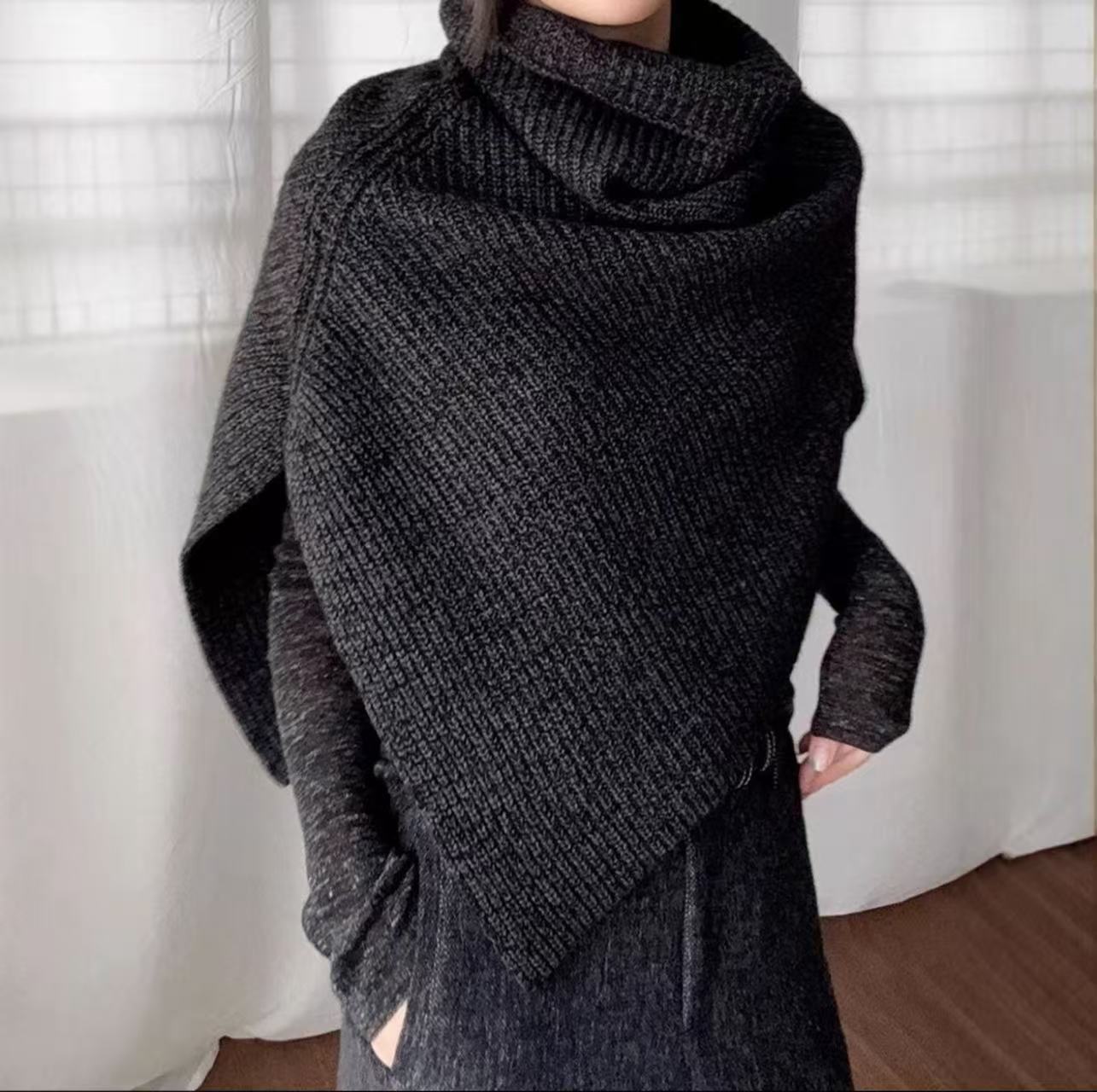 Stylish Versatile Dark Gray Knitted Neck Warmer