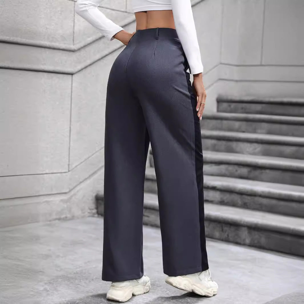 Patchwork Temperament Commuting High-waisted Casual Versatile Slimming Wide-leg Pants