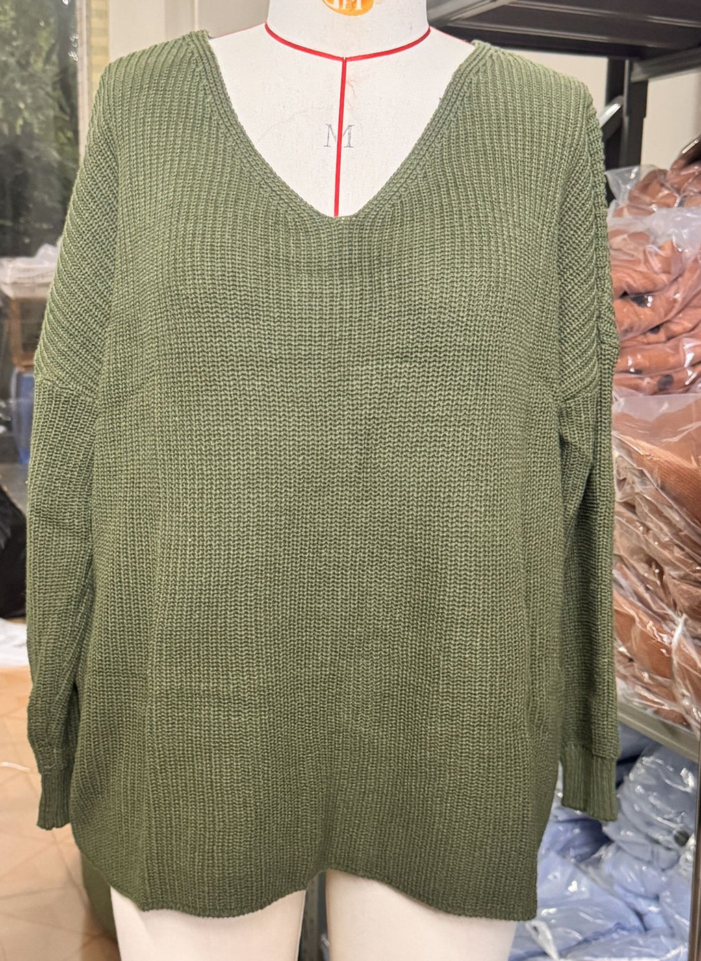 V-neck Loose-fitting Long-sleeve Sweater