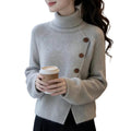 Stylish Elegant And Stunning Gray Turtleneck Long-sleeve Sweater
