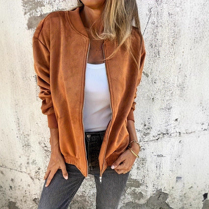 Zippered Wool Jacket With Long Sleeves