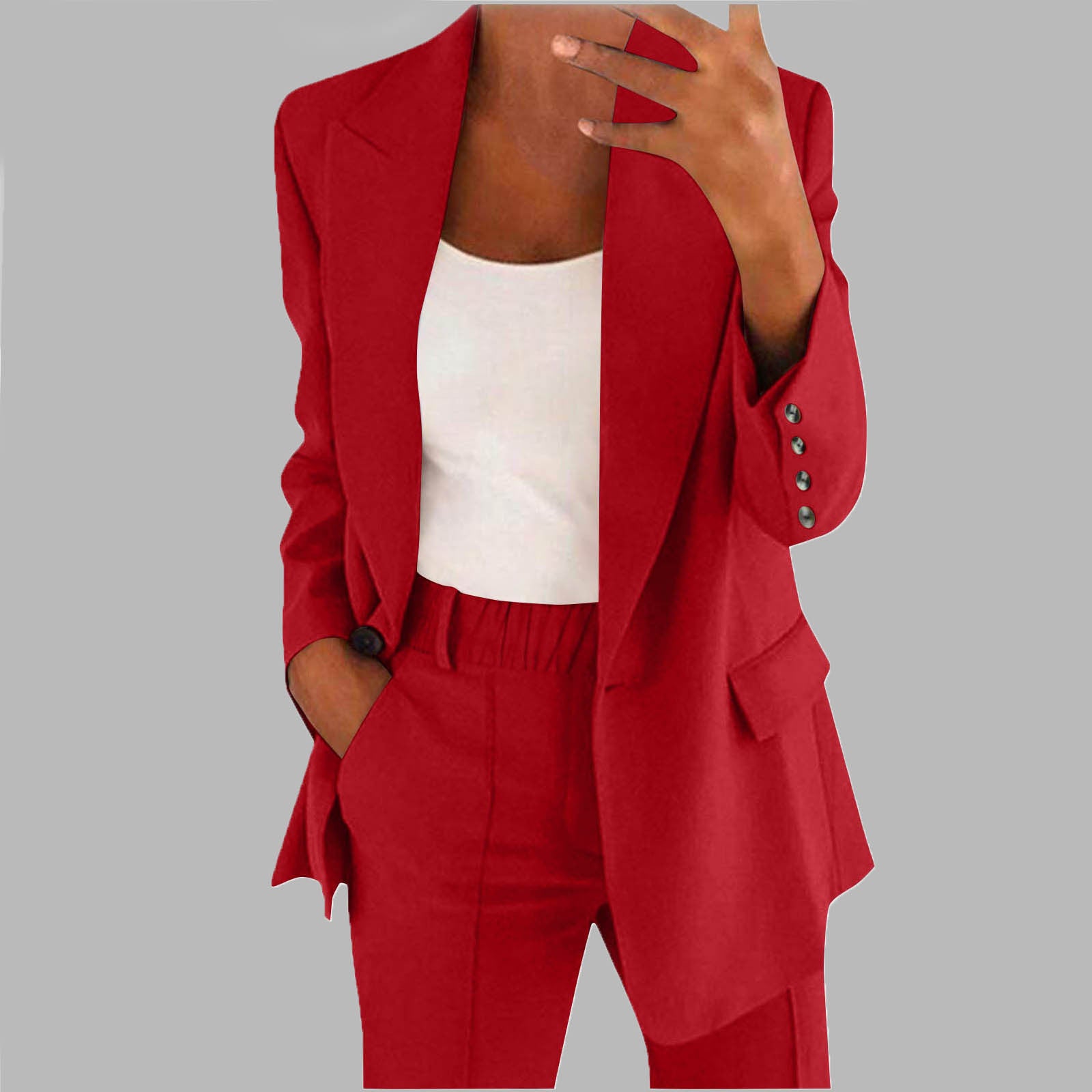Fashion Button Slim Lapel Cardigan Temperament Suit Coat Suit