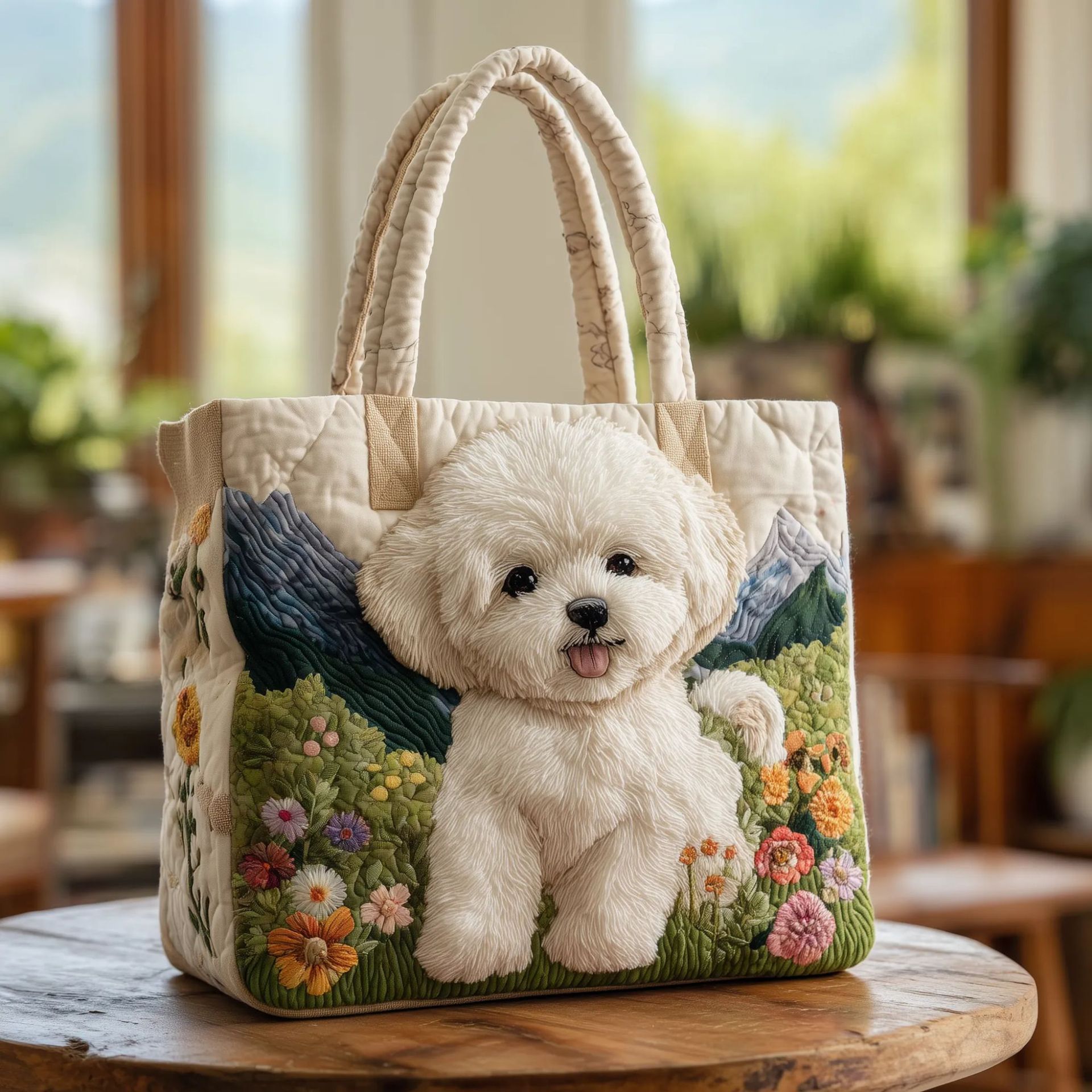 300g Canvas Dog-Printed Tote And Shoulder Bag