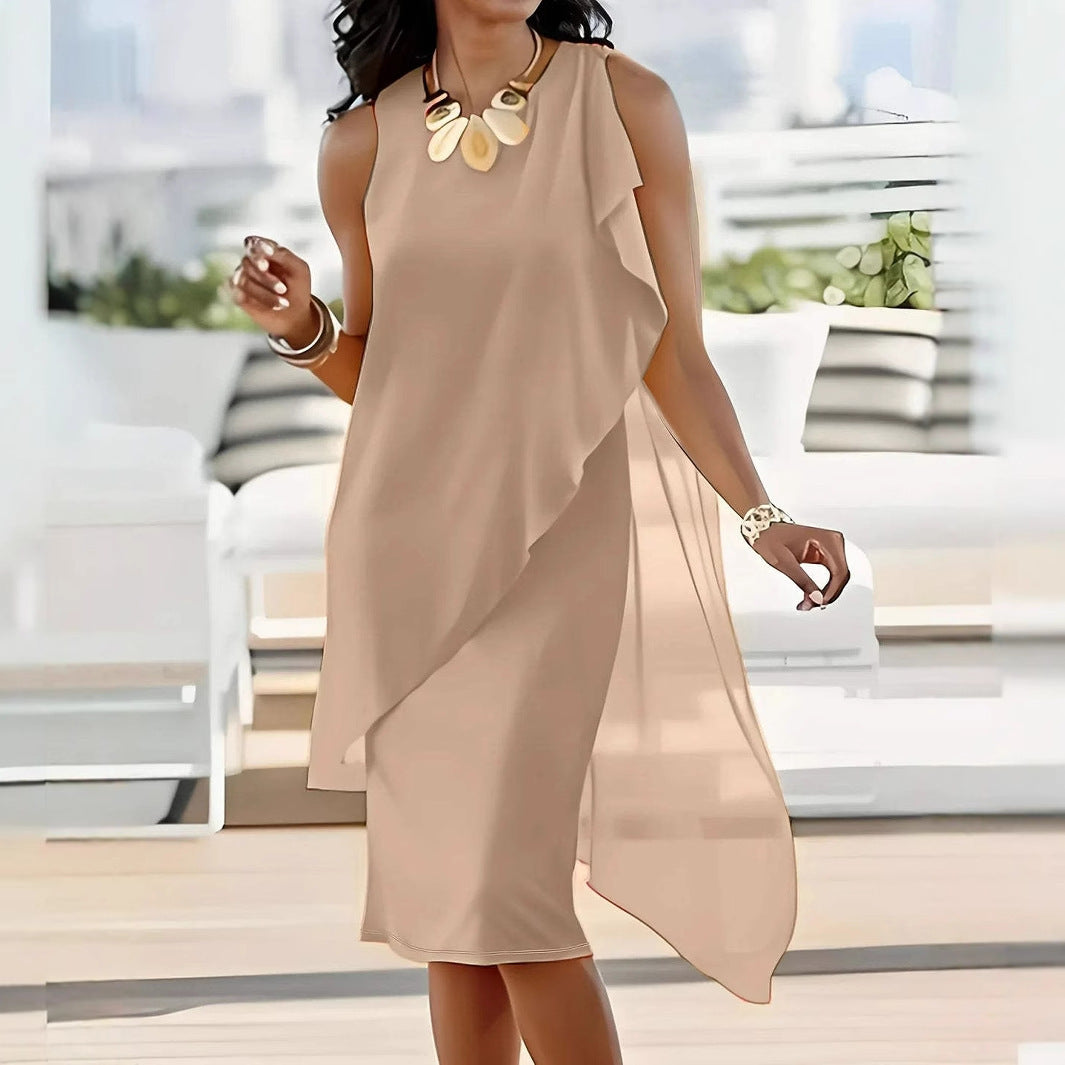 Elegant Irregular Chiffon Sleeveless Dress