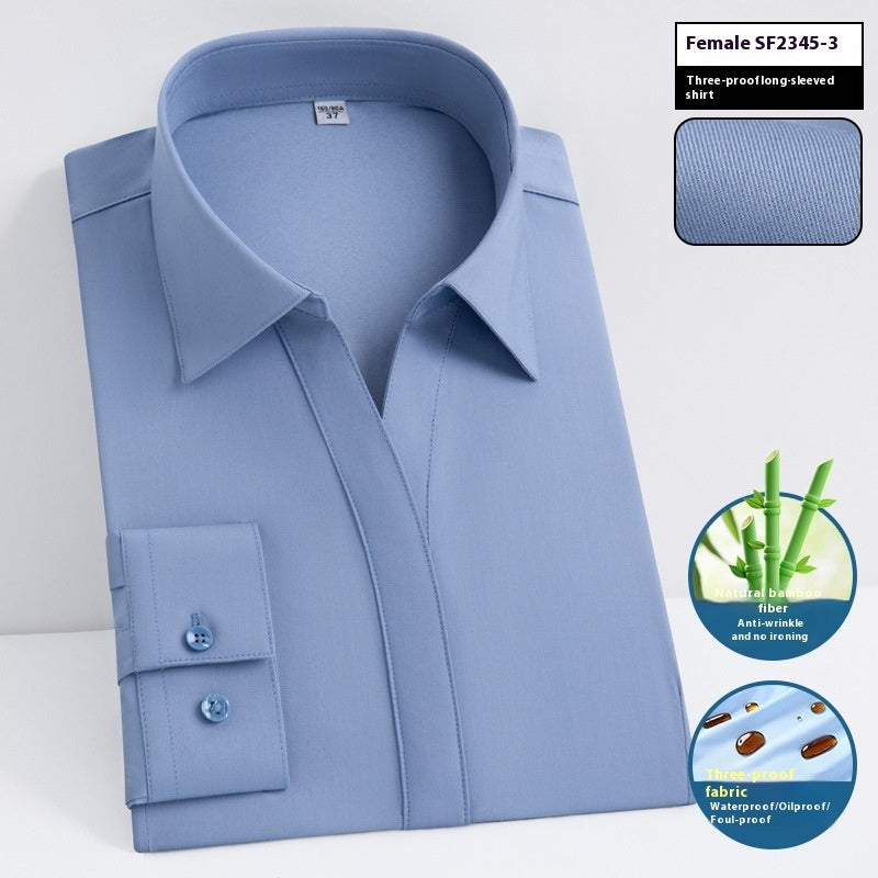 Ladies' Short Sleeved Waterproof, Oil Resistant And Stain Resistant Bamboo Fiber