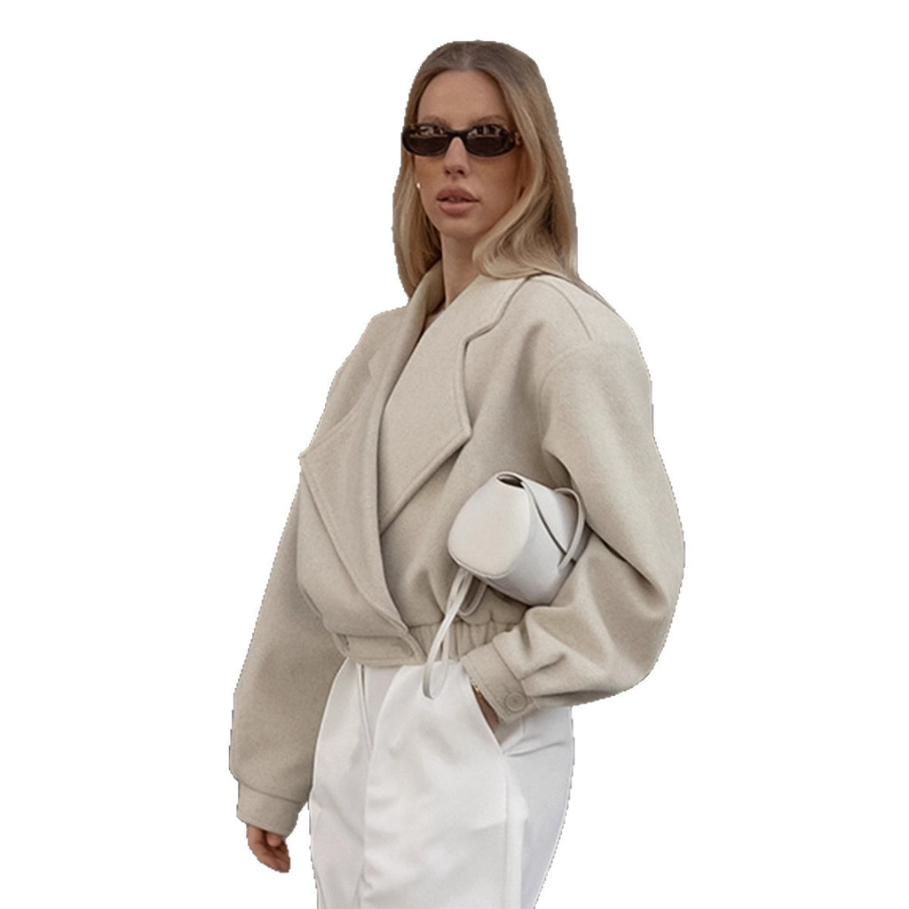 Commuter Wool Coat With A Blazer Collar For Women