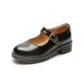 Womens Small Leather Shoes With Retro Japanese-Style Buckles