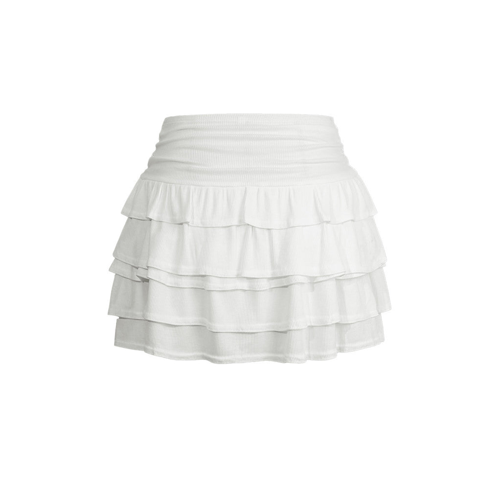 Bohemian Vacation Style Ruffled High Waist Skirt Skirt