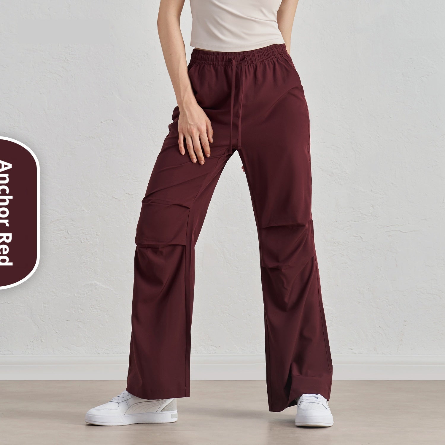 Women's Wide-leg Small Overalls Cool Rustling Pleated Drawstring Paratrooper Pants