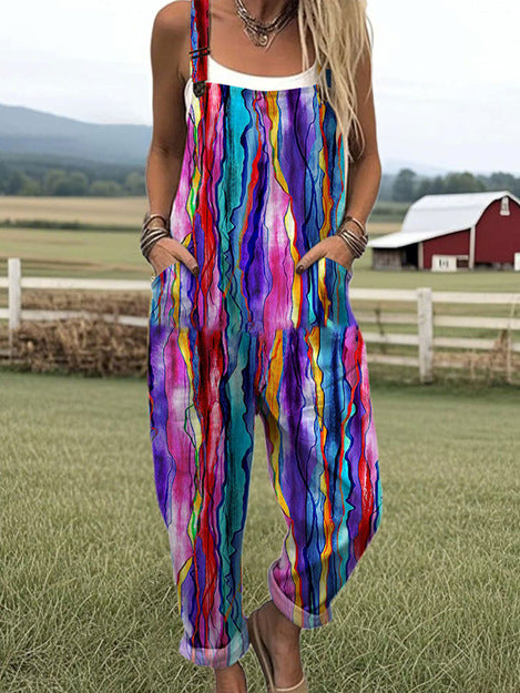 Fashion Women's Summer 3D Printing Casual Suspenders