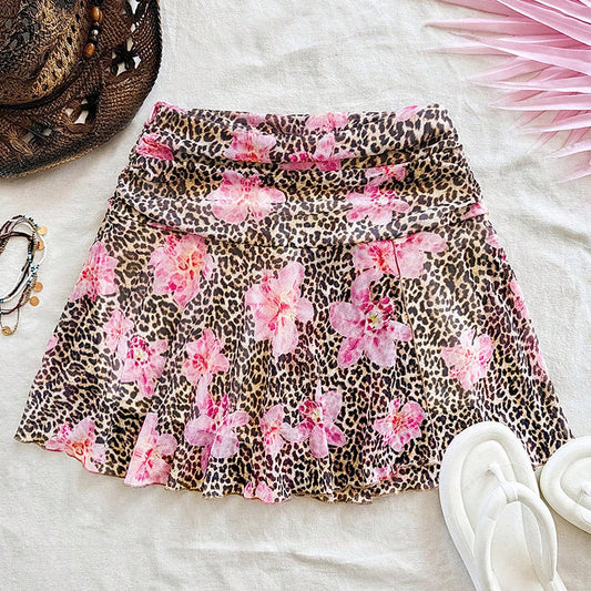 Women's Leopard Print Skirt Vacation Style