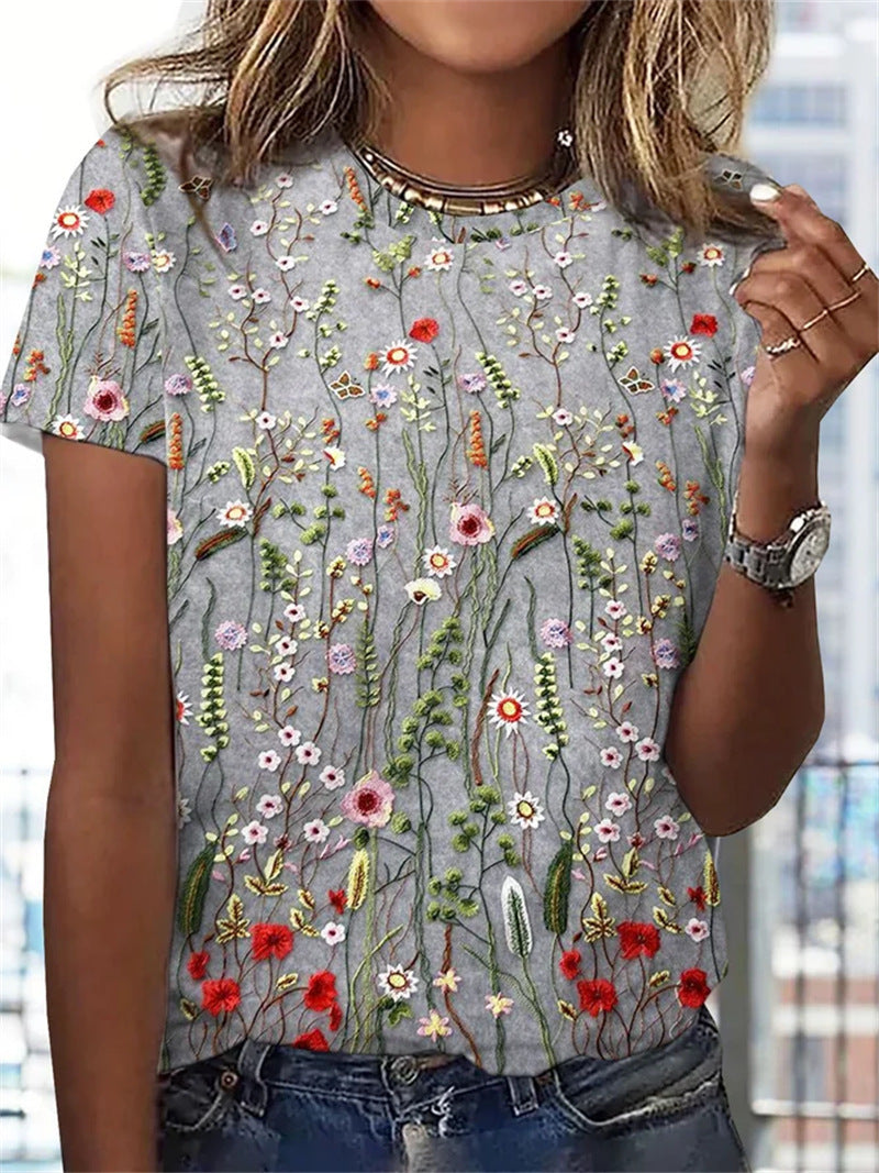 Women's Casual Pattern Digital Printed T-shirt
