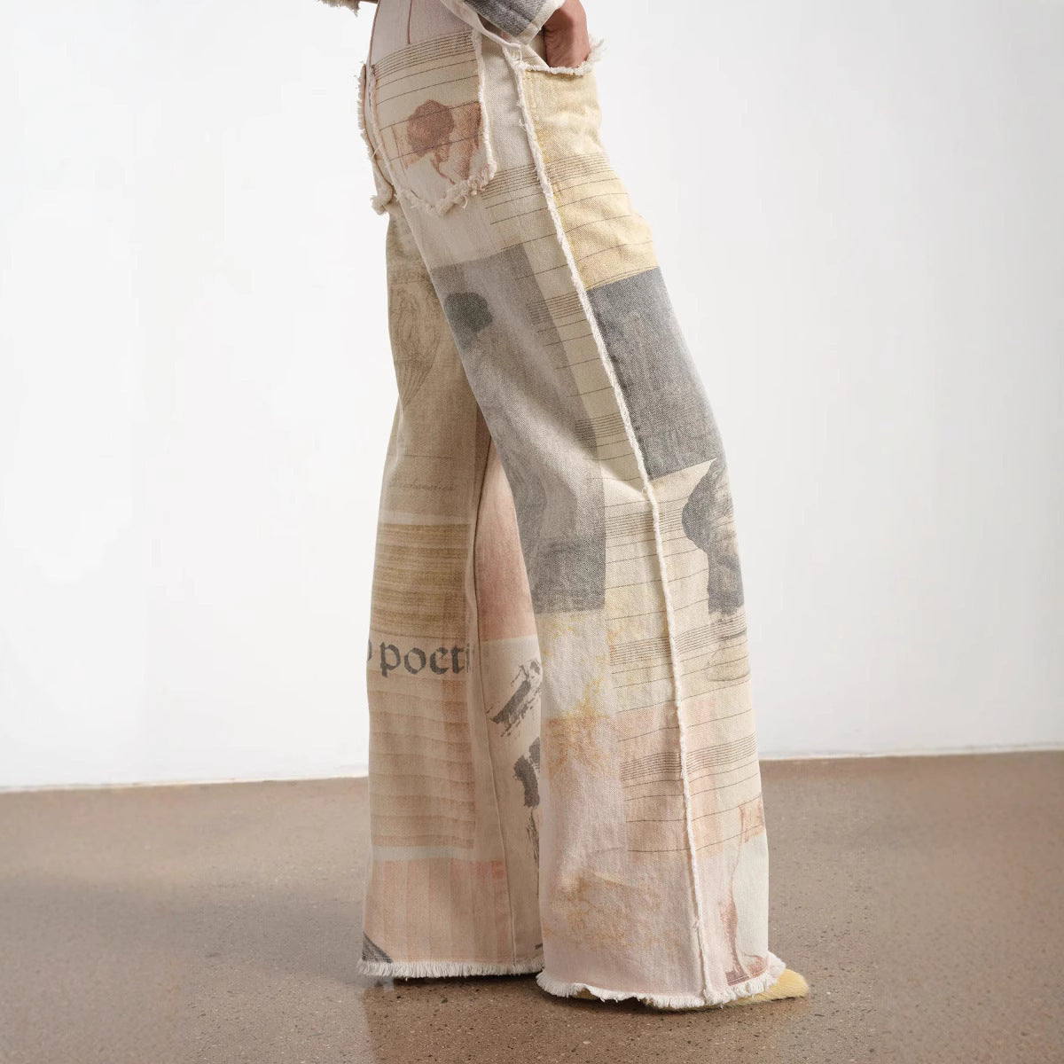 Retro Loose Printed Wide-leg Straight Women