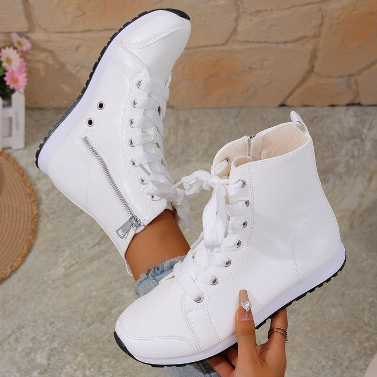 Womens Stylish Side-zip Flat Ankle Boots