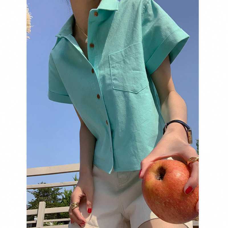 Versatile Candy-colored Single-breasted Shirt